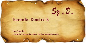 Szende Dominik névjegykártya